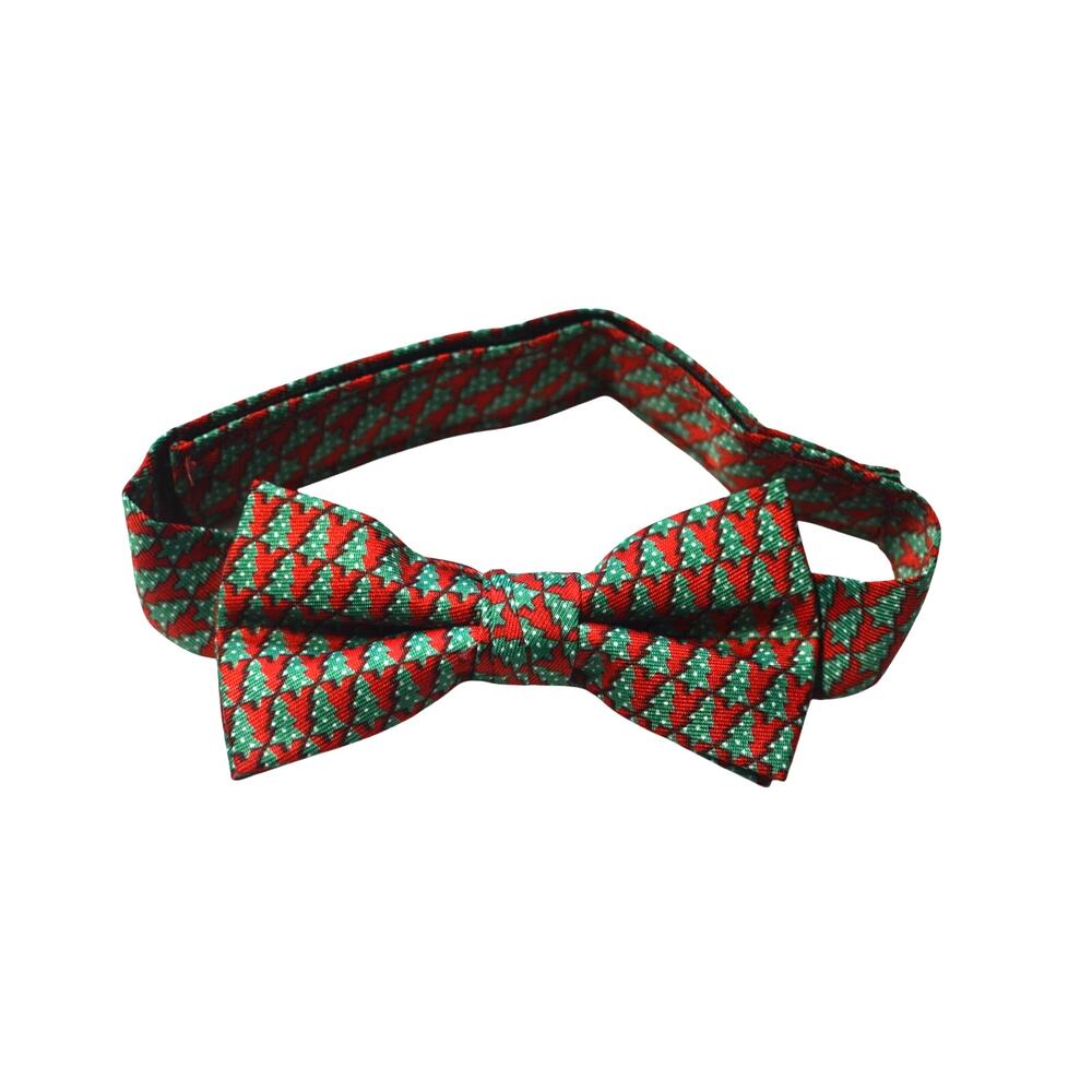 Starting Out Baby Red & Green Christmas Tree Print Velcro Bowtie